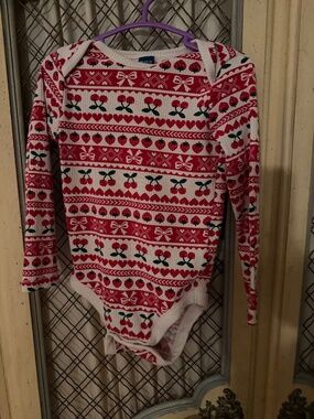 cherry / strawberry print long sleeve bodysuit 18-24 months